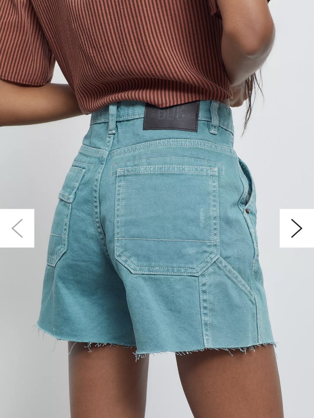 BDG Urban Outfitters Cutoff Carpenter Shorts Green Teal Size 25 Utility Raw Hem